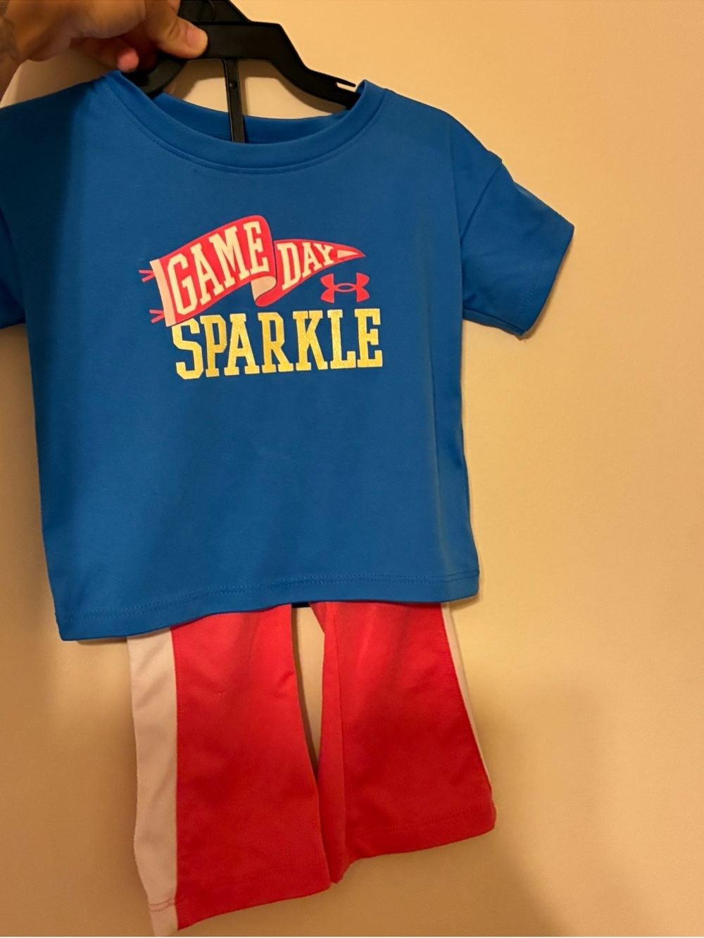 Under Armour Blue Top with Red and White Pajama Set - Game Day Sparkle